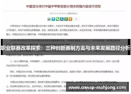 职业联赛改革探索:三种创新赛制方案与未来发展路径分析 职业联赛改革探索:三种创新赛制方案与未来发展路径分析